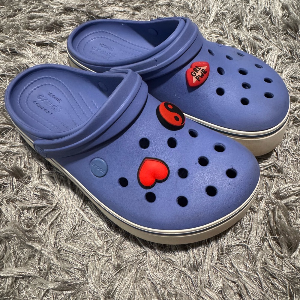 CROCS Kids Blue Slippers with Red Charms